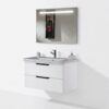 BELEN 105 V21 Wit - Complete Badkamermeubelset 105 cm met Keramische Wastafel & LED Spiegel