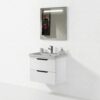 BELEN 60 V21 Wit - Complete Badkamermeubelset 60 cm met Keramische Wastafel & LED Spiegel