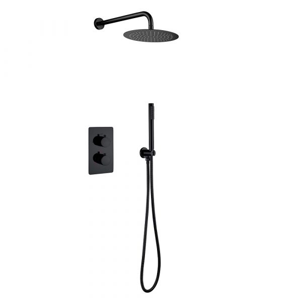 INBOUW THERMOSTATISCHE DOUCHESET MET REGENDOUCHEKOP (Ø25CM) - MAT ZWART