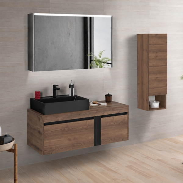 DREAM 120 cm Compleet Badkamermeubelset met LED Spiegelkast & Kolomkast