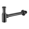 Design Bekersifon voor Wastafel Messing Gunmetal Grijs 54 x 32 mm Inclusief Muurbuis en Rozet