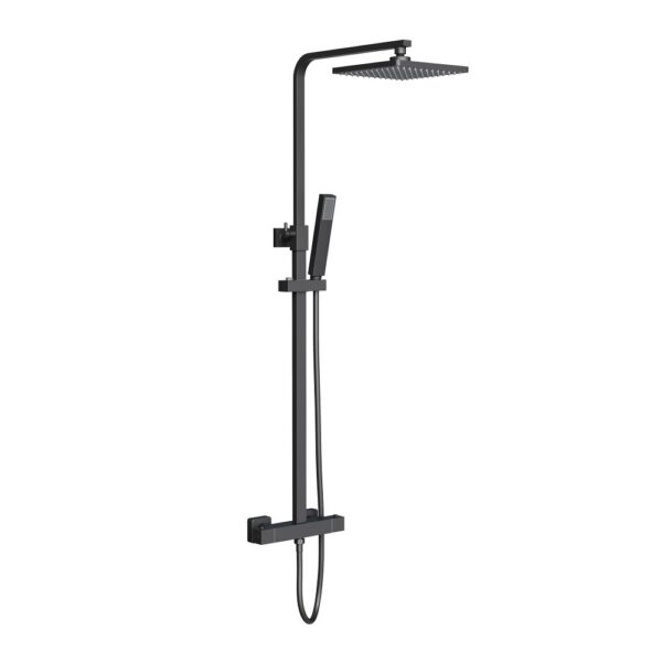 Optima Quadro Vierkante Opbouw Regendoucheset Mat Zwart