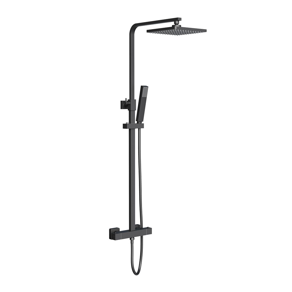 Optima Quadro Vierkante Opbouw Regendoucheset Mat Zwart