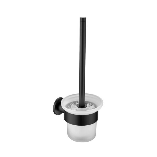 Toiletborstel met houder glazen pot mat zwart