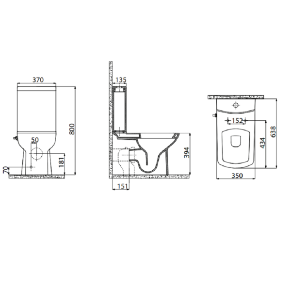 Creavit Lara Staand Toilet Onderpot met Geïntegreerde Bidetkraan WC met Koudwater Sproeier Wit Keramisch t