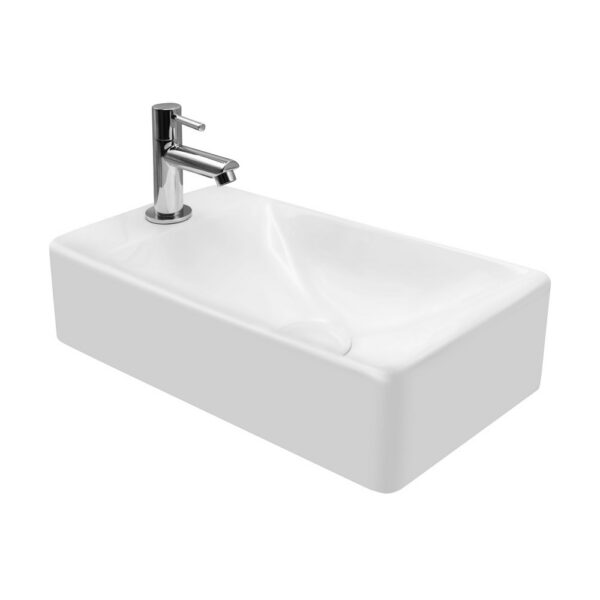 Fontein Keramiek 38x10x22 cm Glanzend Wit Zonder Overloop Kraangat Links