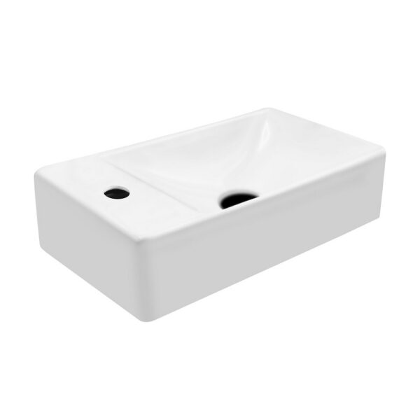 Fontein Keramiek 38x10x22 cm Glanzend Wit Zonder Overloop Kraangat Links