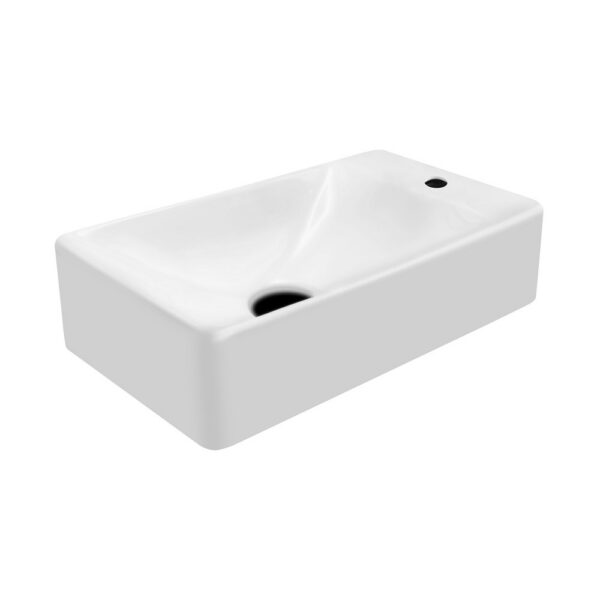 Fontein Keramiek 38x10x22 cm Glanzend Wit Zonder Overloop Kraangat Rechts