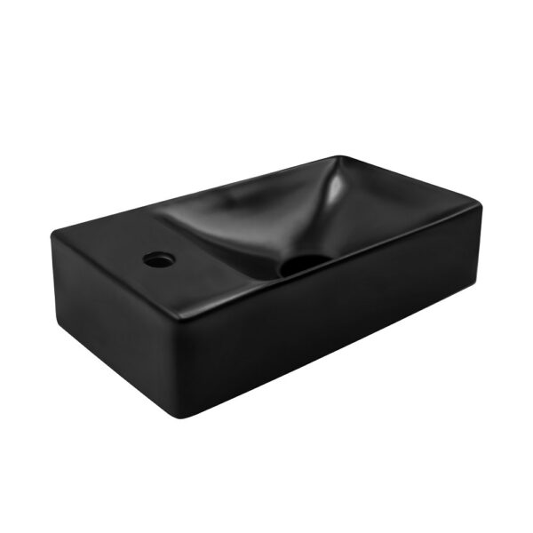 Fontein Keramiek 38x10x22 cm Mat Zwart Zonder Overloop Kraangat Links