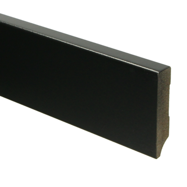 MDF Hoge Plint 70x15mm 240 cm Recht Zwart Voorgelakt RAL