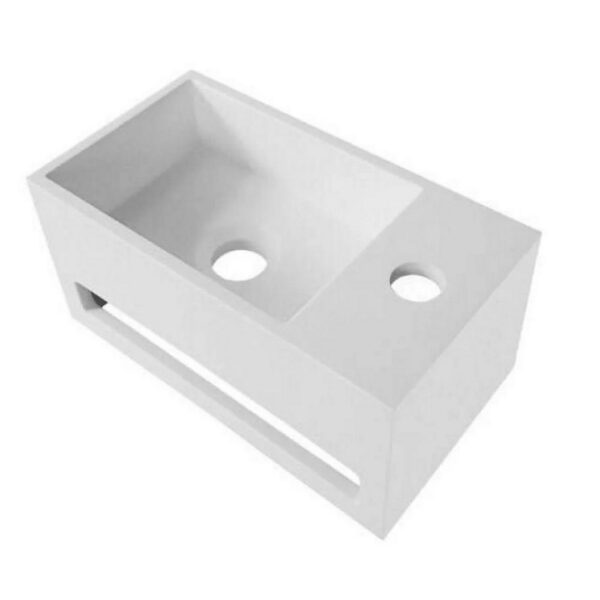 Solid Surface Wastafel met Handdoekhouder en Kraangat Rechts