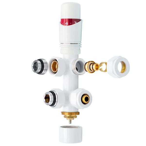 RADIATORKRAAN Middenaansluitset muur WIT M30x16/2