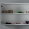 MAYA 85 cm Hoogglans Wit Complete Badkamermeubelset met Wastafel, Kolomkast en LED Spiegel