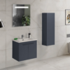 BOZTEPE 65 cm Badmeubelset - Antraciet Mat - Inclusief LED Spiegel en Keramische Wastafel