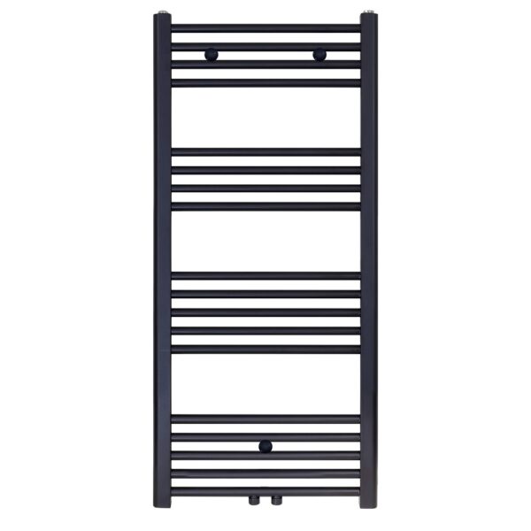 HANDDOEKRADIATOR MIDDEN AANSLUITING, 1200X500, 537 WATT, MAT ZWART