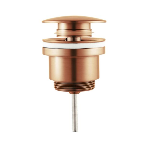 Clickwaste Push-Up 5/4 met Overloop Geborsteld Koper - Wastafel Afvoerplug