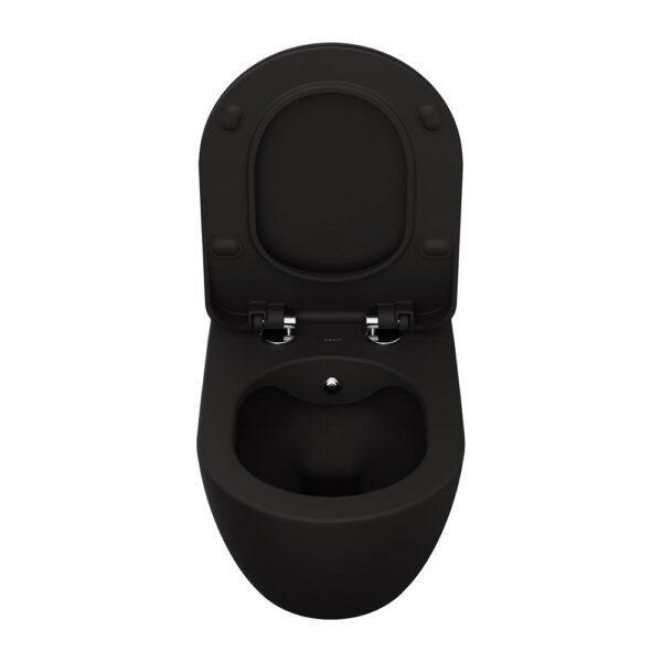 Creavit Free Hangtoilet met Bidet Randloos Wandcloset Mat Houtskoolzwart