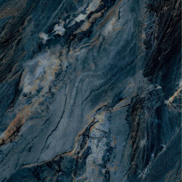 Delmar - 60x120 cm - Hoogglans Blauw Marmerlook - Vloer en Wandtegel