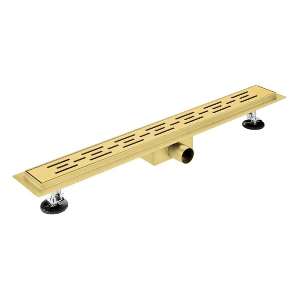 Complete Douchegoot 50 cm Geborsteld Goud met Rooster RVS Lineair Doucheafvoer voor Inloopdouche