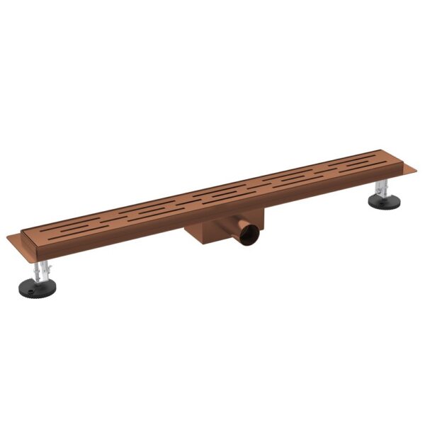Complete Douchegoot 80 cm Geborsteld Koper met Rooster RVS Lineair Doucheafvoer voor Inloopdouche