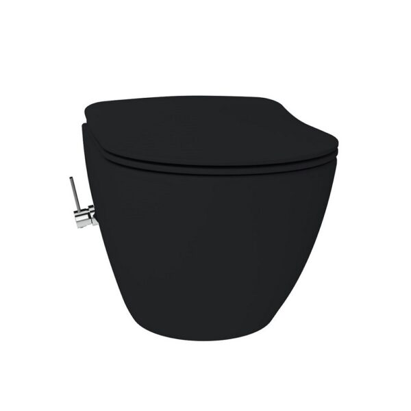 CREAVIT FREE HANGTOILET MET BIDET - RANDLOOS - MET BIDETKRAAN KOUD EN WARM WATER - ZONDER ZITTING - HOUTSKOOL ZWART