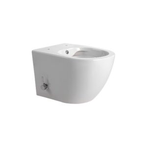 DARLO HANGTOILET MET BIDET - RANDLOOS - MET BIDETKRAAN KOUD WATER - ZONDER ZITTING - COMPACT 49 CM - GLANZEND WIT