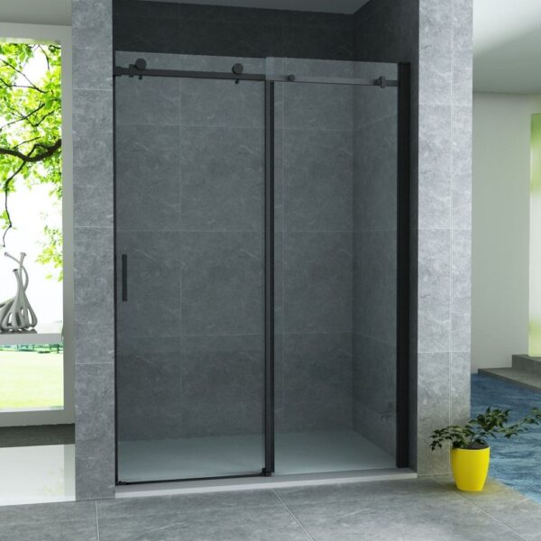Douche schuifdeur in nis 8mm (120x200cm), mat zwart