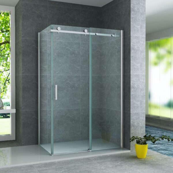 Douchecabine met schuifdeur en zijwand 80x120x195 cm chroom