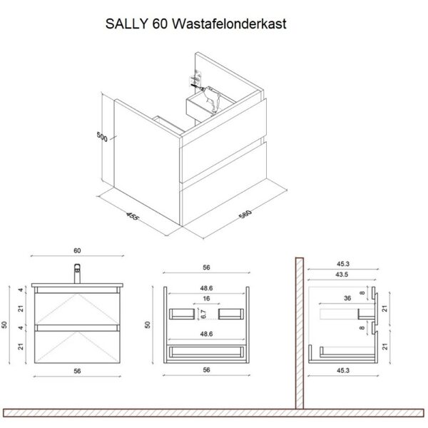 SALLY 60 Wastafelonderkast