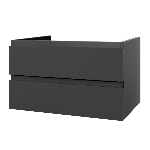 SALLY Wastafelonderkast 100 cm Mat Grijs MDF - Modern Badkamermeubel met Softclose en Opbergruimte