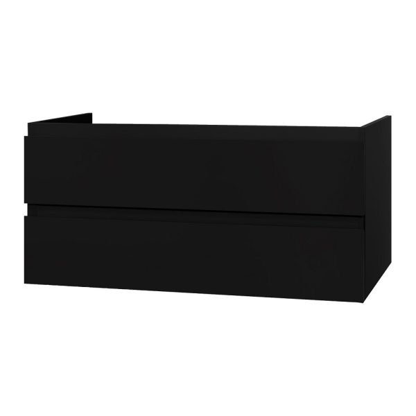 SALLY Wastafelonderkast 120 cm Mat Zwart MDF - Modern Badkamermeubel met Softclose en Opbergruimte