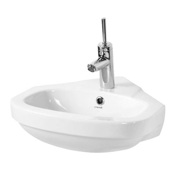 Creavit Keramische Hoek Fontein Wit 45x45 cm - Ruimtebesparende Wastafel voor Toilet & Badkamer