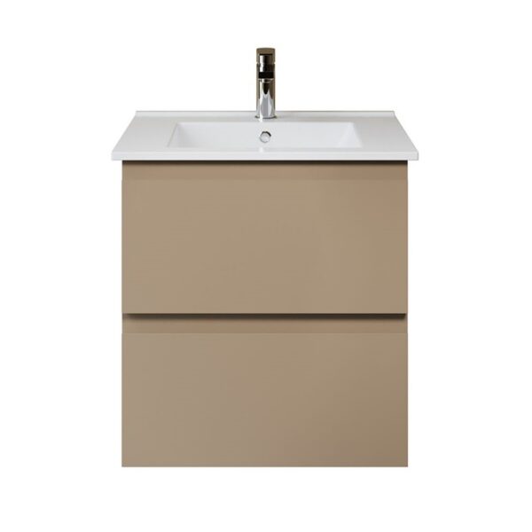 Sally XL Wastafelonderkast 56 x 60 x 45,3 cm - 2 Lades - Soft Close - Greeploos - Zand-1