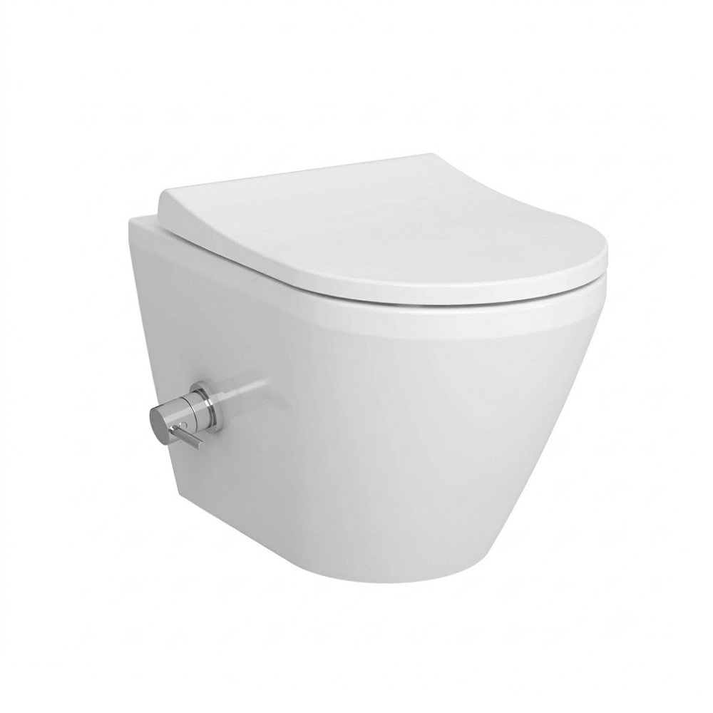 VitrA Integra Round Rim Ex Wandcloset met Thermostatische Geïntegreerde Bidetkraan Wandtoilet Zonder Spoelrand