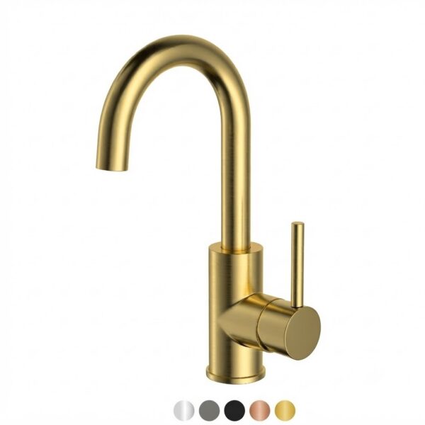 Wastafelkraan met Draaibare Uitloop Geborsteld Goud - 360° Mengkraan - Messing - Waterbesparend
