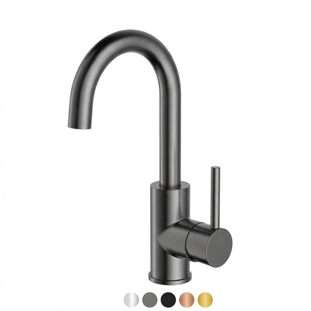 Wastafelkraan met Draaibare Uitloop Gunmetal Grijs - 360° Mengkraan - Messing - Waterbesparend