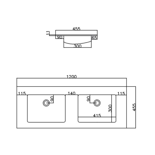 Wastafel Solid Surface 120 cm