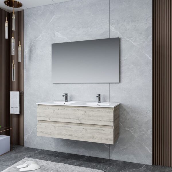 SALLY Wastafelonderkast 120 cm Licht Hout MDF Modern Badkamermeubel met Softclose en Opbergruimte