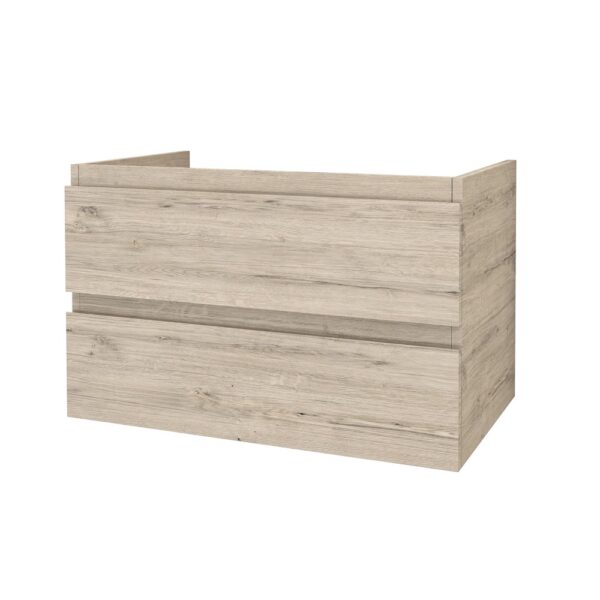 SALLY Wastafelonderkast 80 cm Licht Hout MDF - Modern Badkamermeubel met Softclose en Opbergruimte