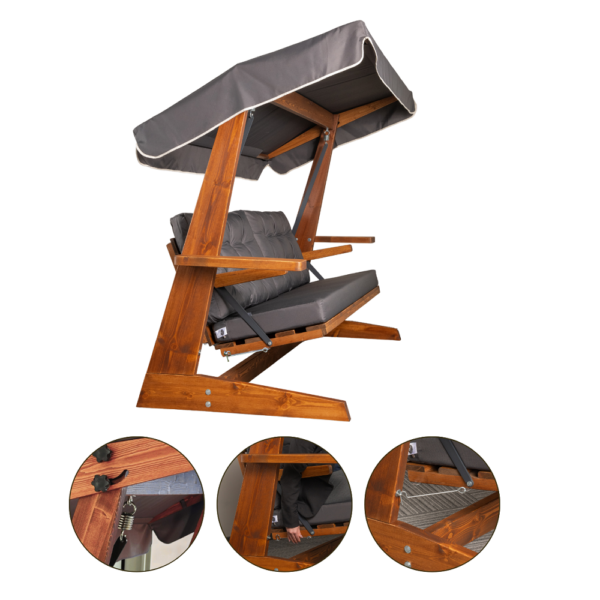 Vadi Concept VIVA 2400 Houten Schommelbank Antraciet FSC