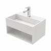 Solid Surface Wastafel 50 x 32,4 cm - Mat Wit - Onzichtbare Afvoer - Rechthoekige Design Wastafel