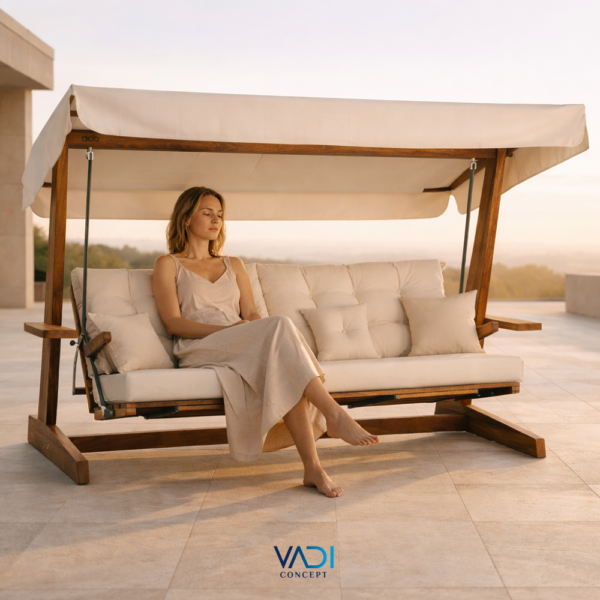 Vadi Concept Luna 2600 Premium Houten Schommelbank Beige Crème