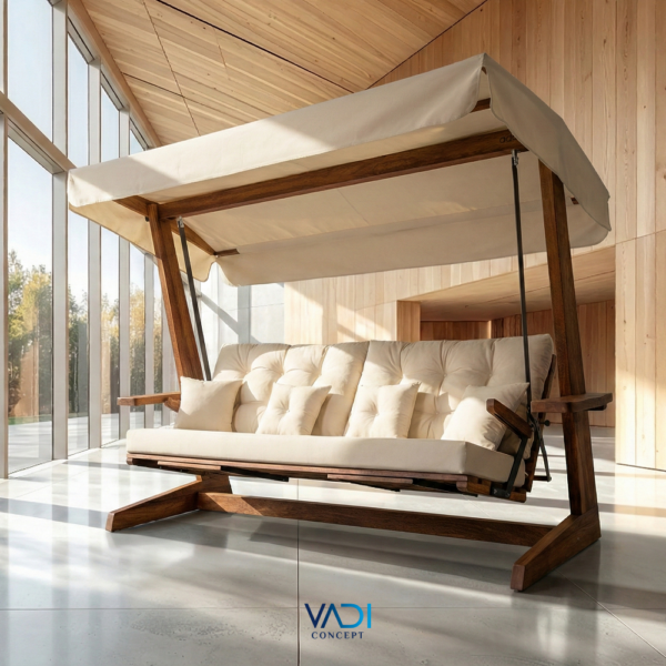 Vadi Concept Luna 2600 Premium Houten Schommelbank Beige Crème