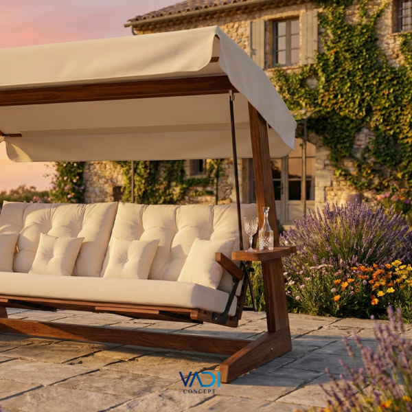 Vadi Concept Luna 2600 Premium Houten Schommelbank Beige Crème