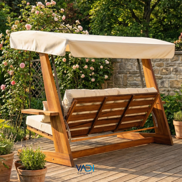 Vadi Concept Luna 2600 Premium Houten Schommelbank Beige Crème