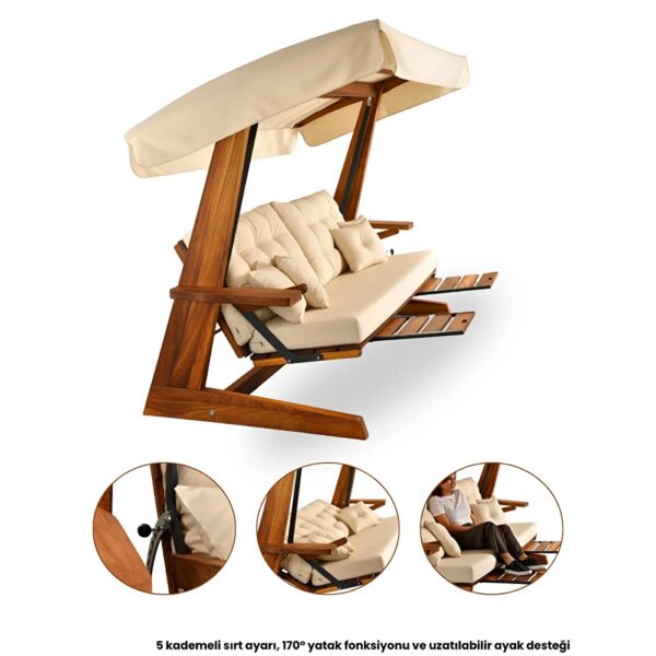 Vadi Concept Luna 2600 Premium Houten Schommelbank Beige Crème