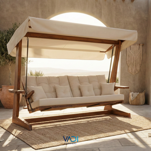 Vadi Concept Luna 2600 Premium Houten Schommelbank Beige Crème