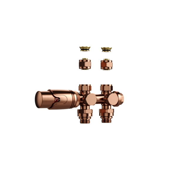 Design Thermostatische Radiatorkraan Middenaansluiting Universeel (Muur & Vloer) Geborsteld Koper