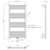 Handdoekradiator midden aansluiting, 1200x600