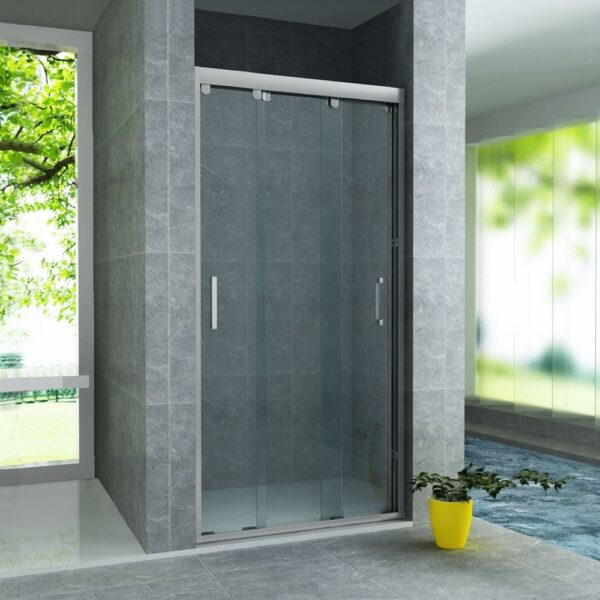 3 delige nis schuifdeur 8mm (80x200cm), chroom
